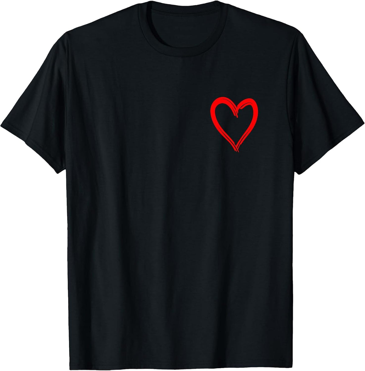 Funny Cute Design for Men and Women Red Heart T-Shirt - Black