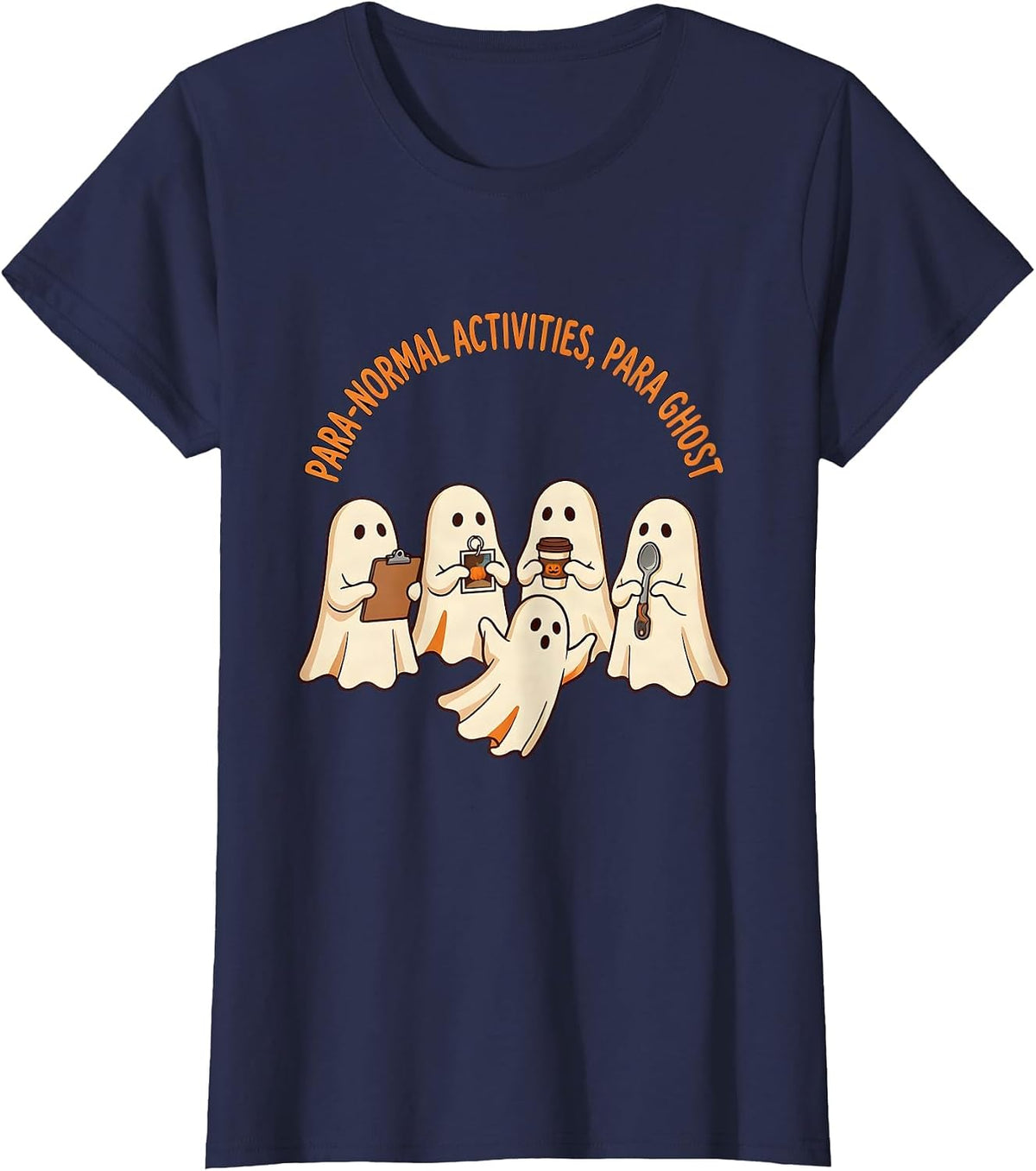 Women's Para-Normal Activities Para Ghost Sped Teacher Halloween T-Shirt - Navy Blue