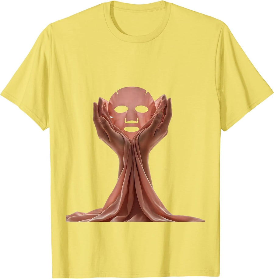 Men's K-Beauty Sheet Mask Skincare Routine Graphic T-Shirt - Lemon Yellow