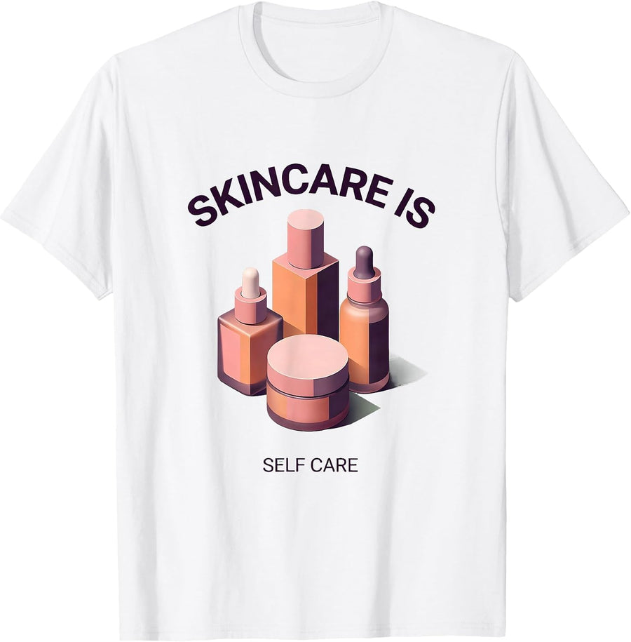 Men's Skincare Is Self Care K-Beauty Glass Skin Design T-Shirt - White