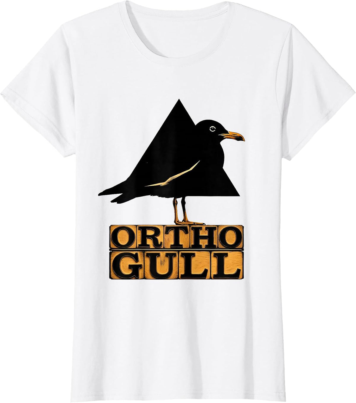 Orthogull Triangle Bird Geometry Pun Funny Math Teacher T-Shirt - White