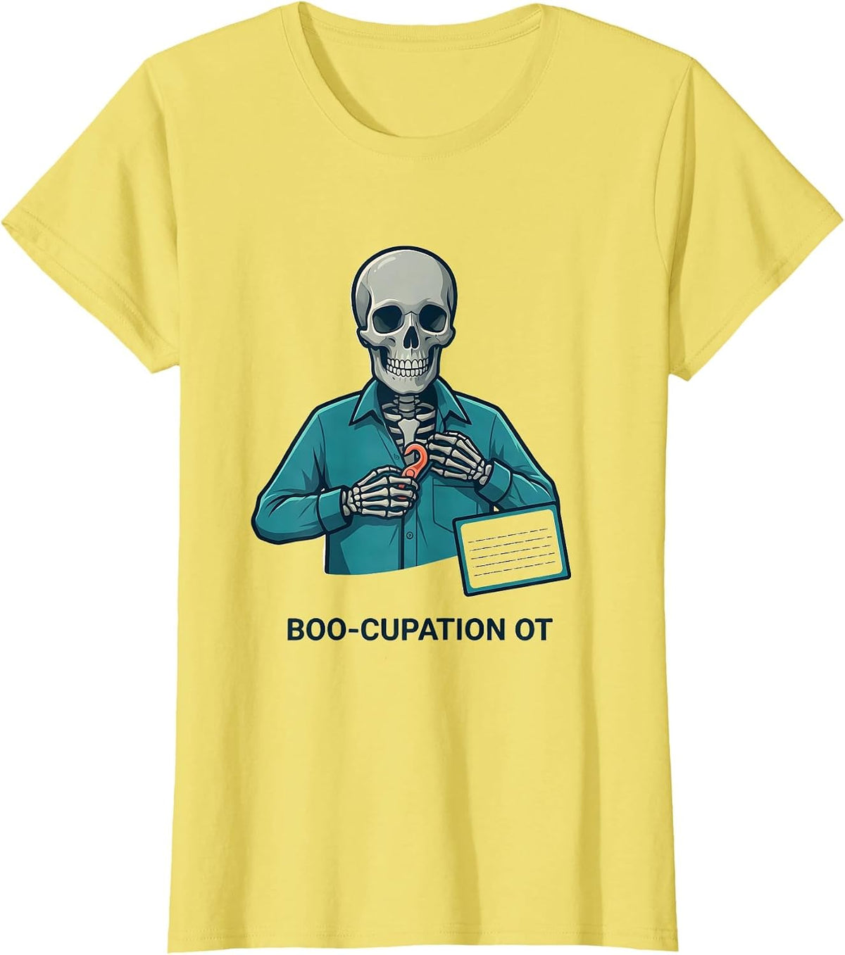Boo-cupation OT Skeleton Occupational Therapy Halloween T-Shirt - Lemon Yellow