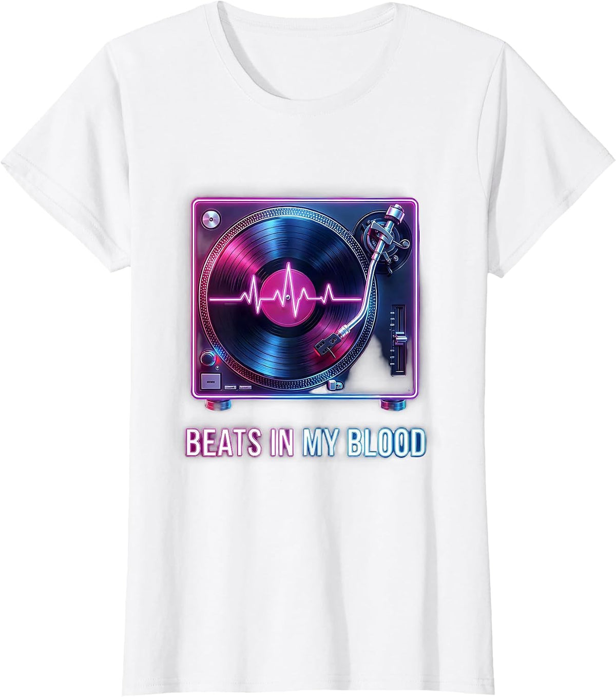 Beats In My Blood Hip Hop Music Design T-Shirt - White