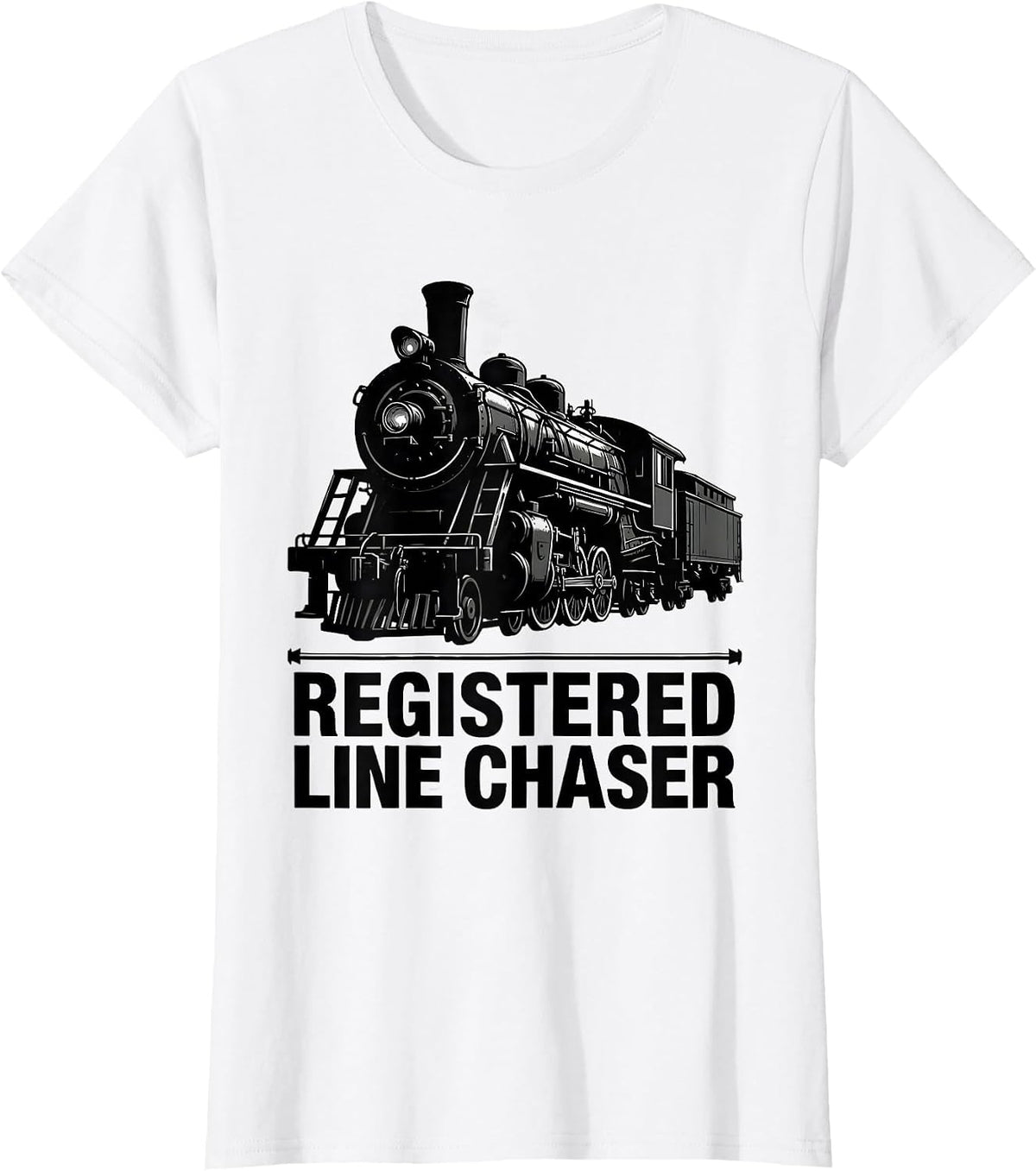 Women's Registered Line Chaser Vintage Steam Locomotive Train T-Shirt - White