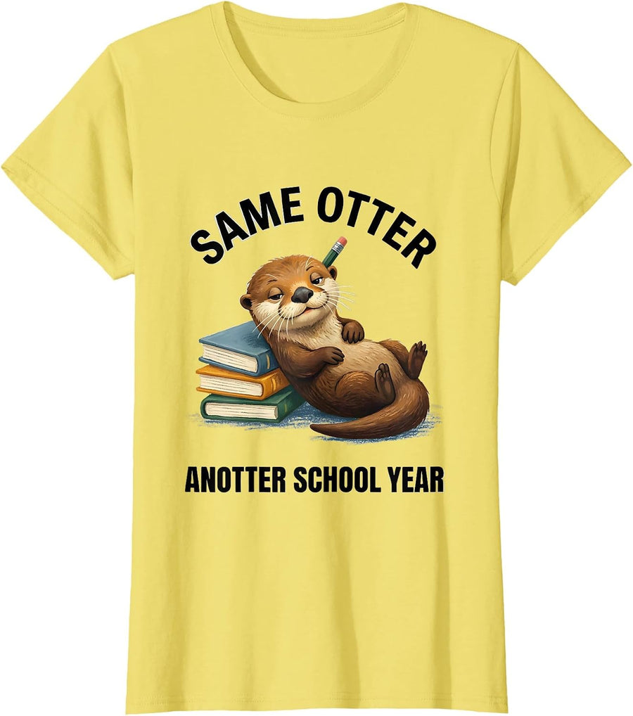 Same Otter, Anotter School Year Funny Teacher Back to School T-Shirt - Lemon Yellow