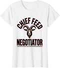 Women's Chief Feed Negotiator Funny Goat Lover Farm Humor T-Shirt - White