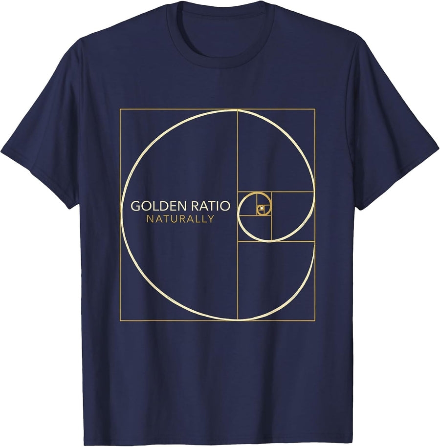 Golden Ratio Naturally Math Lover Sacred Geometry Fibonacci T-Shirt - Navy Blue