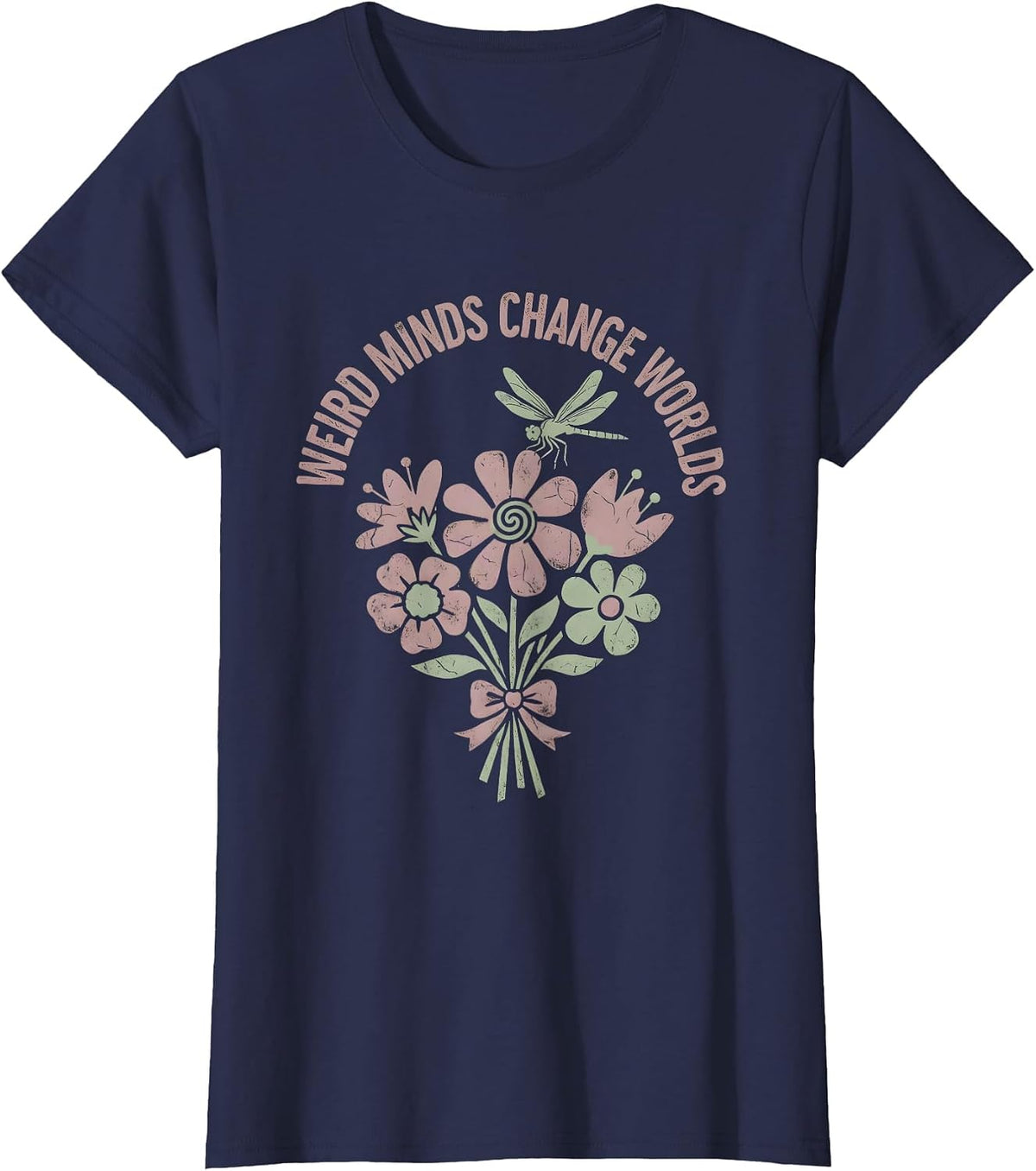 Women's Weird Minds Change Worlds Neurodiversity Design T-Shirt - Navy Blue