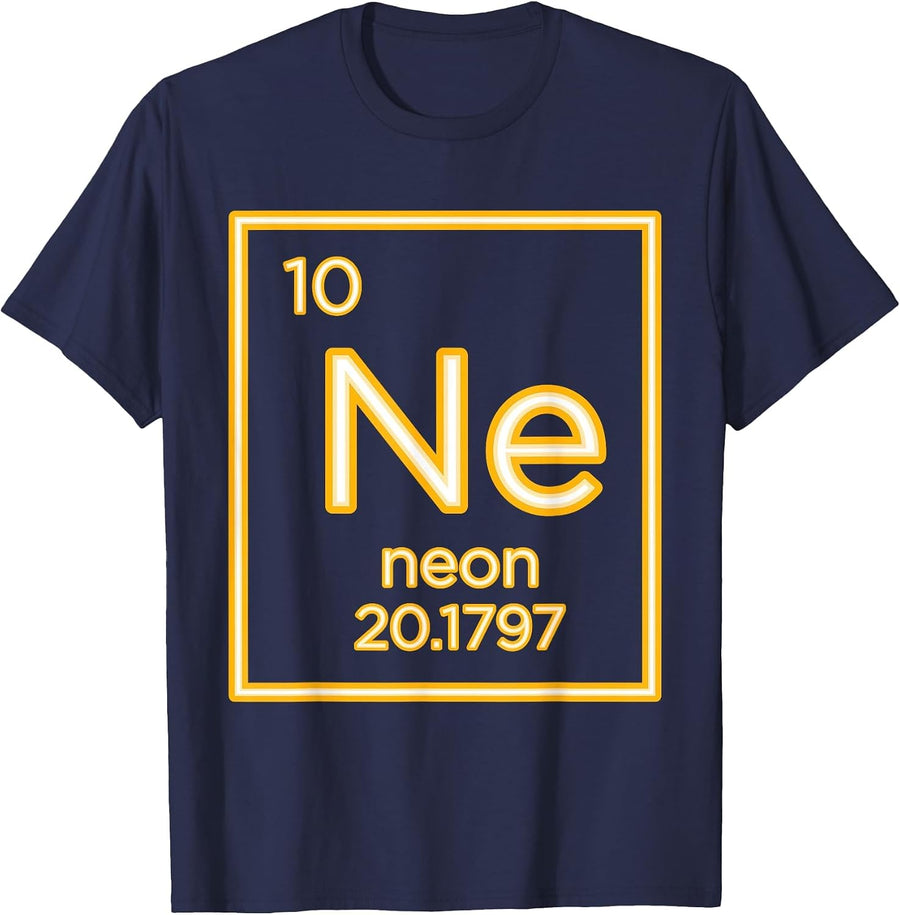 Neon Element Purple Periodic Table Chemistry Nerd Science T-Shirt - Navy Blue