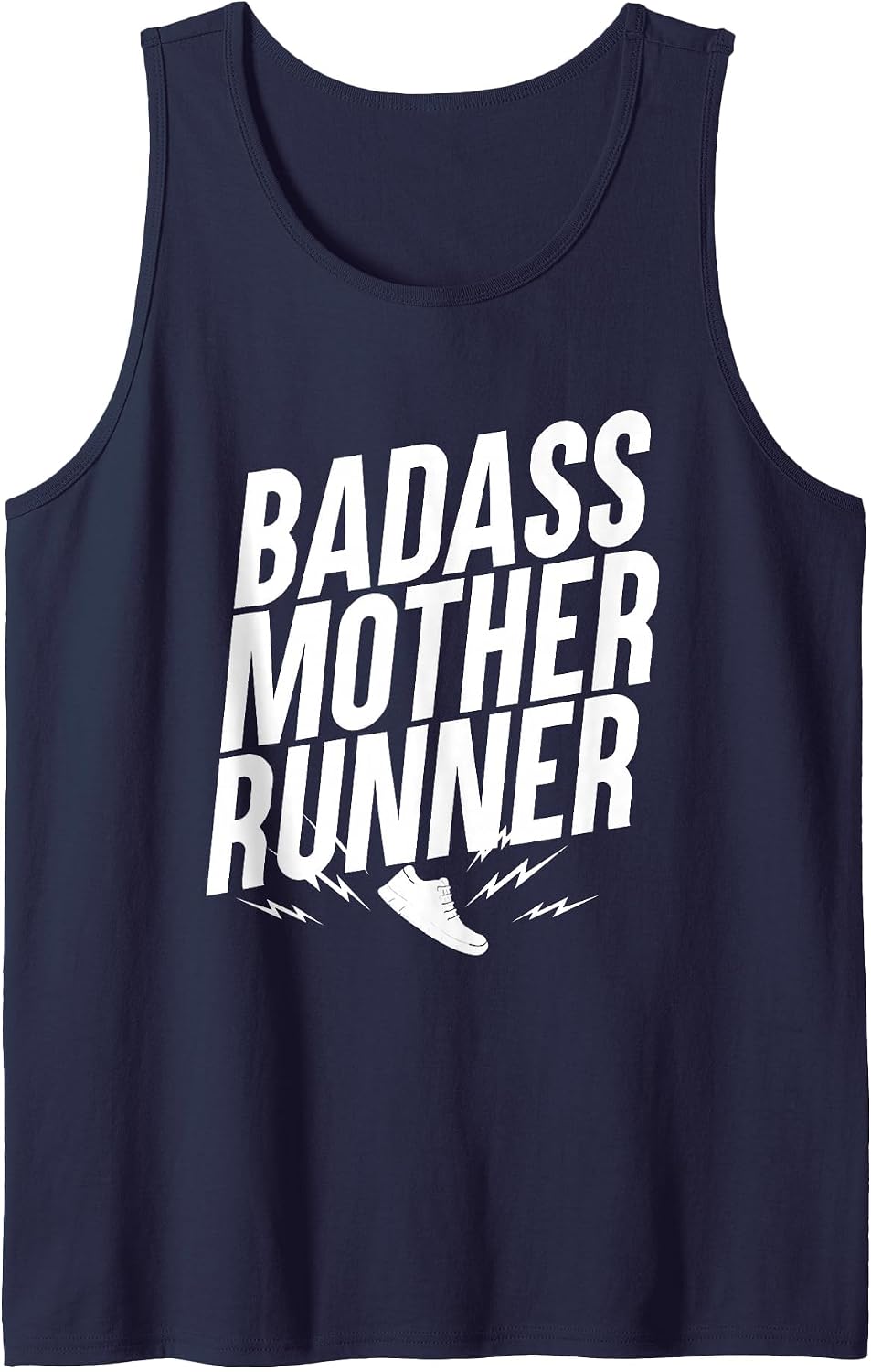 Badass Mother Runner, Mothers who Love to Run Tank Top - Navy Blue