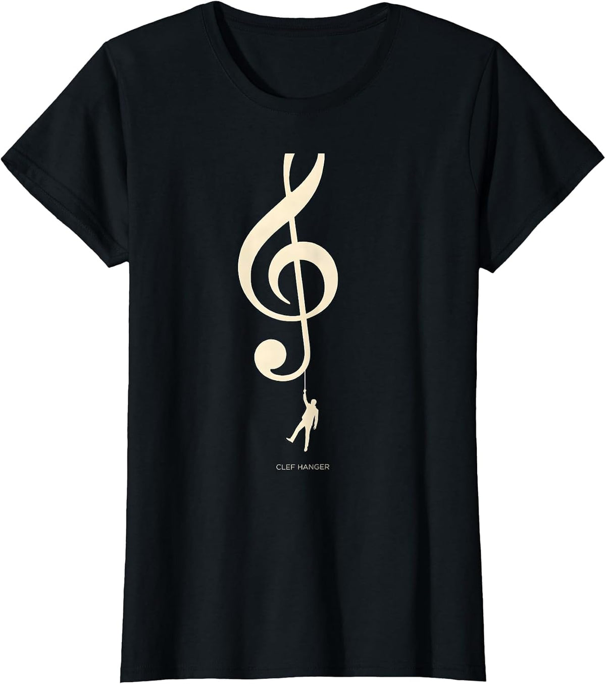 Women's Clef Hanger Funny Music Lover Musician Gift Humor T-Shirt - Black