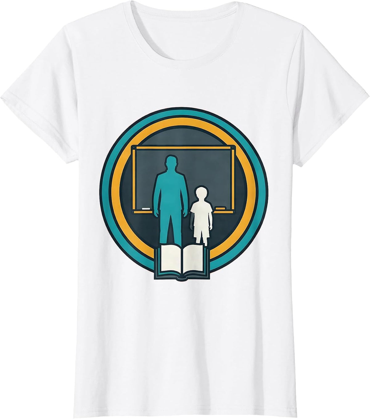 Sped Teacher Student Chalkboard Silhouette Design T-Shirt - White