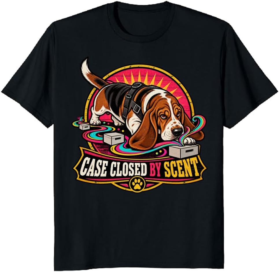 Scent Work Dog Lover T-Shirt Funny Basset Hound Search Tee - S6