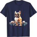Funny French Bulldog Bodybuilding Gym Frenchie Weightlifter T-Shirt - Navy Blue