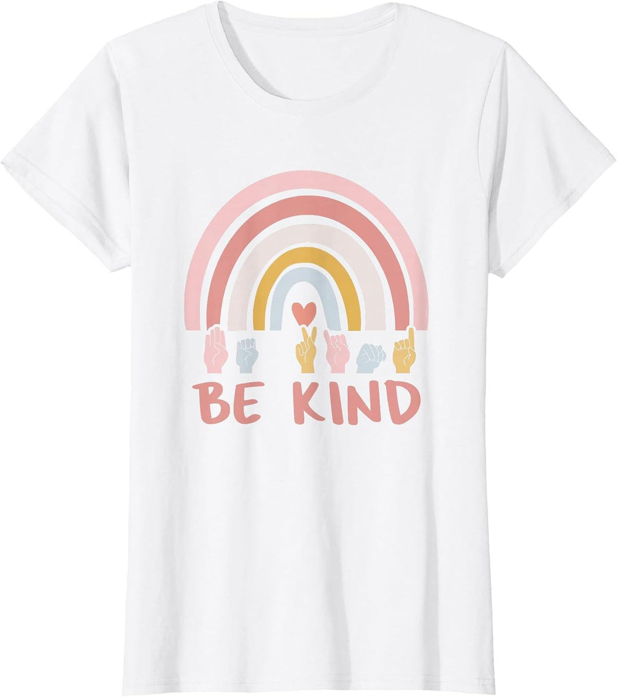 Be Kind ASL Sign Language Deaf SPED Teacher Kids Men Women T-Shirt - White