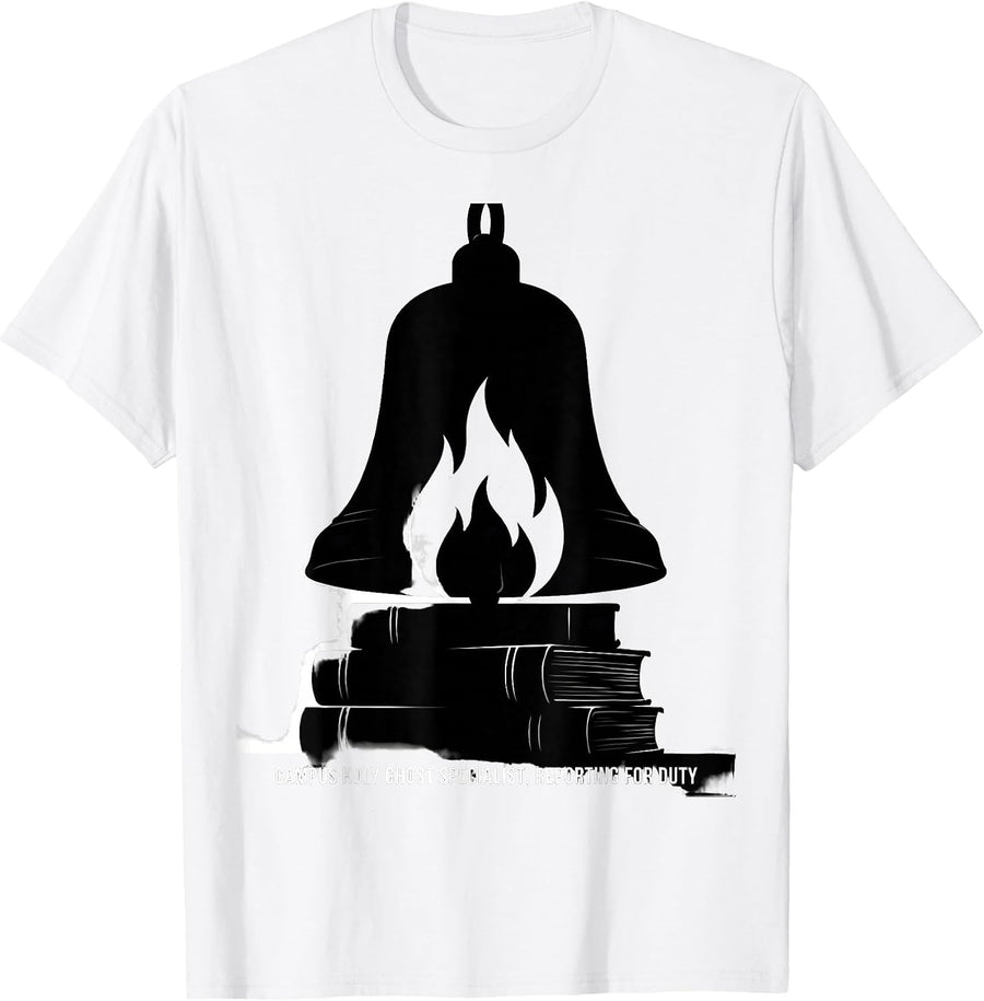 Men's Campus Holy Ghost Specialist, Reporting For Duty Spooky T-Shirt - White