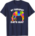 My Therapist Eats Hay Autism Awareness Puzzle Horse Lover T-Shirt - Navy Blue