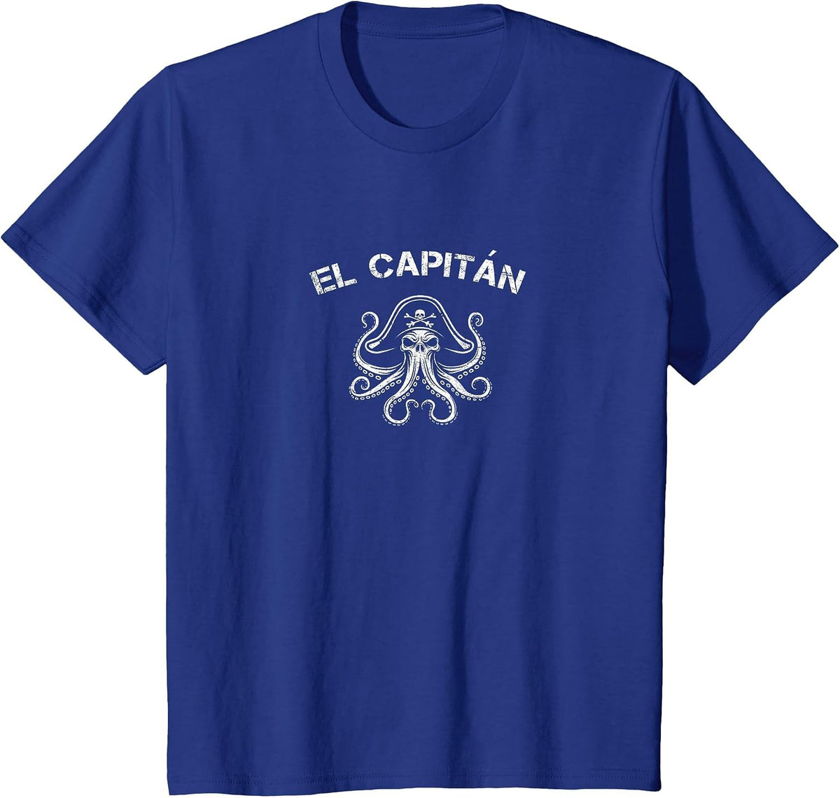 Boat Captain Pontoon Octopus Pirate Nautical Men El Capitan T-Shirt - Royal Blue