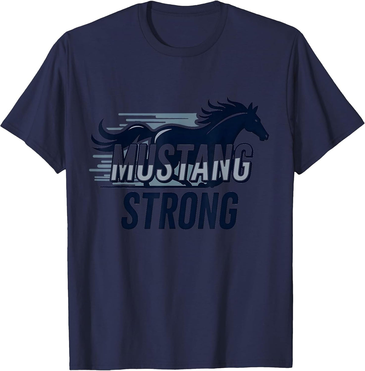 Mustang Strong School Spirit Powerful Stallion Pride T-Shirt - Navy Blue