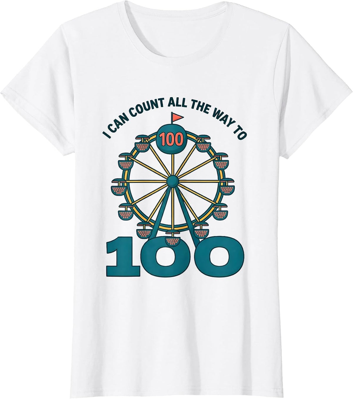 I Can Count All The Way To 100 Playful Kids Math 100th Day T-Shirt - White