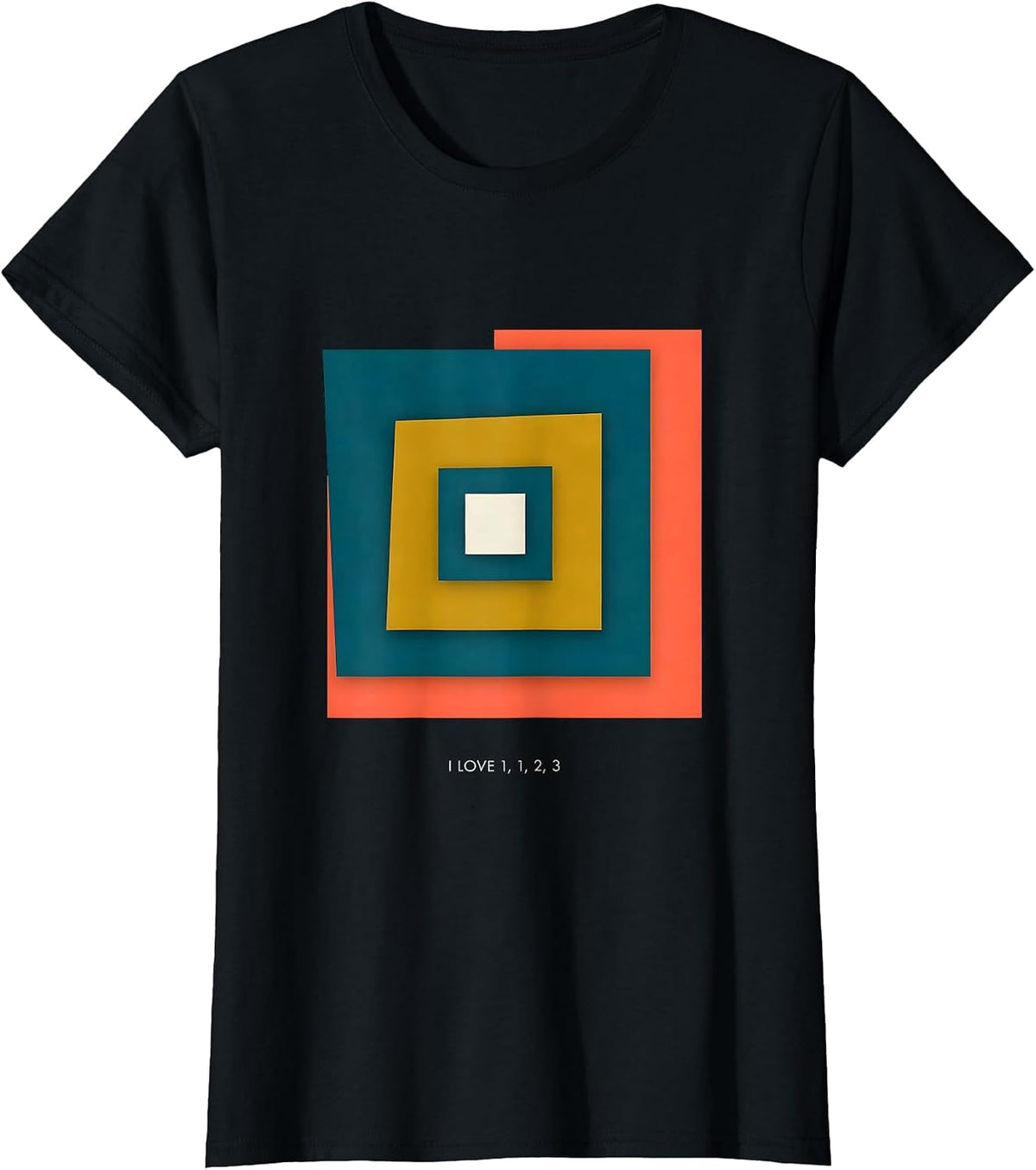 Women's I Love 1 1 2 3 Fibonacci Spiral Golden Ratio Geometry Math T-Shirt - Black