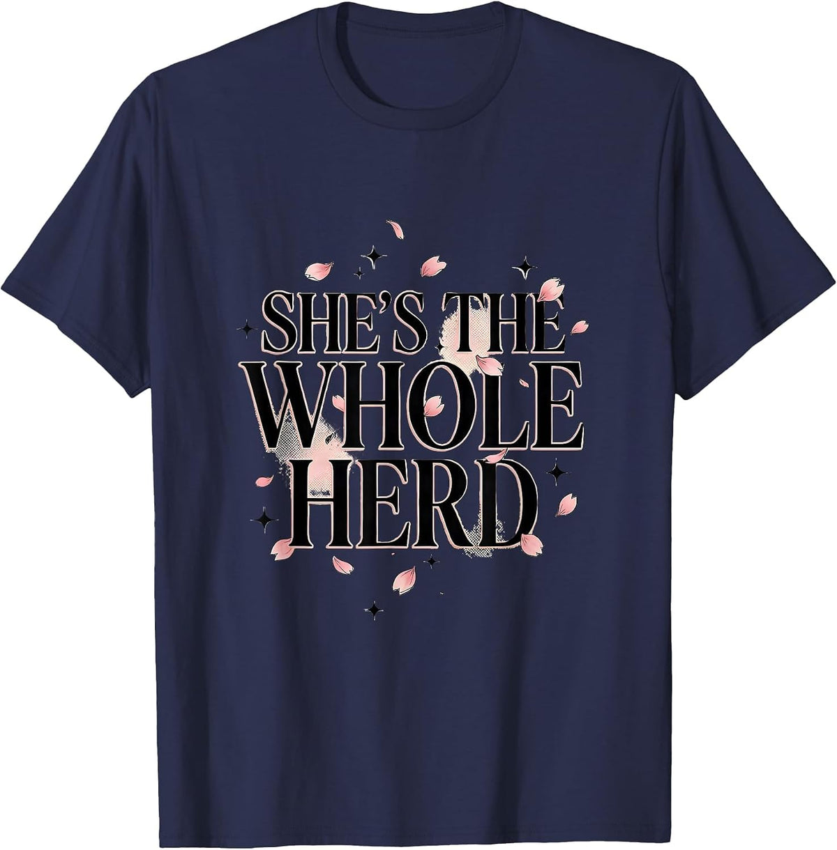 She's the Whole Herd Cow Lover Design T-Shirt - Navy Blue