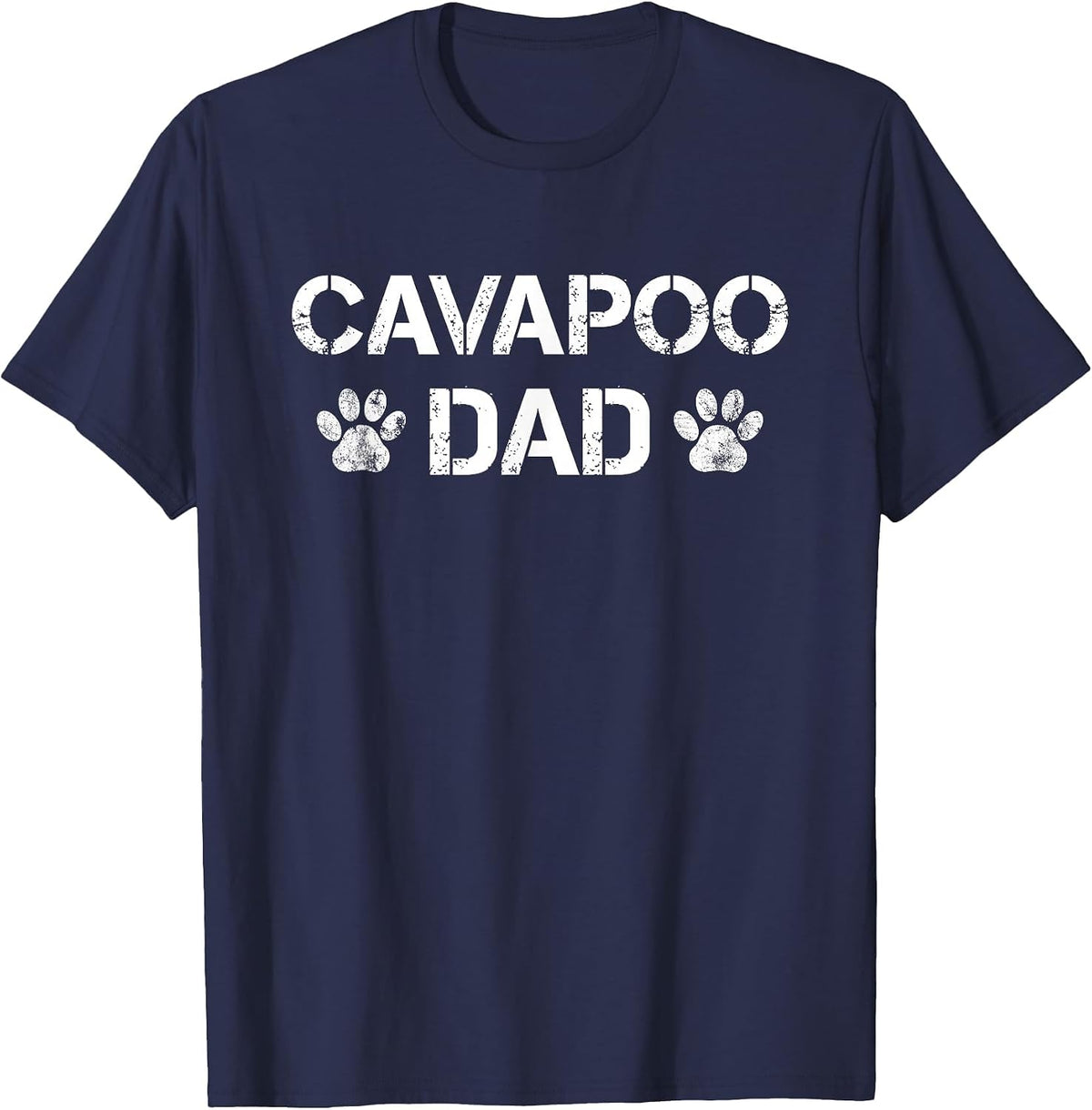 Cavapoo Dad Dog Paw Quote T-Shirt - Navy Blue