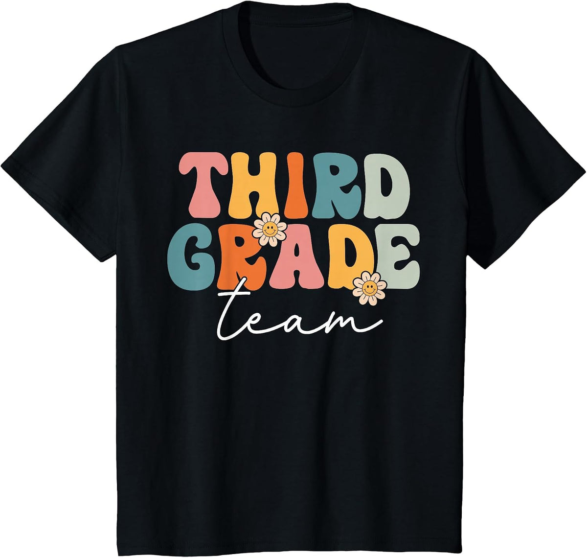 Third Grade Team Retro Groovy Back to School 3rd Grade T-Shirt - Black