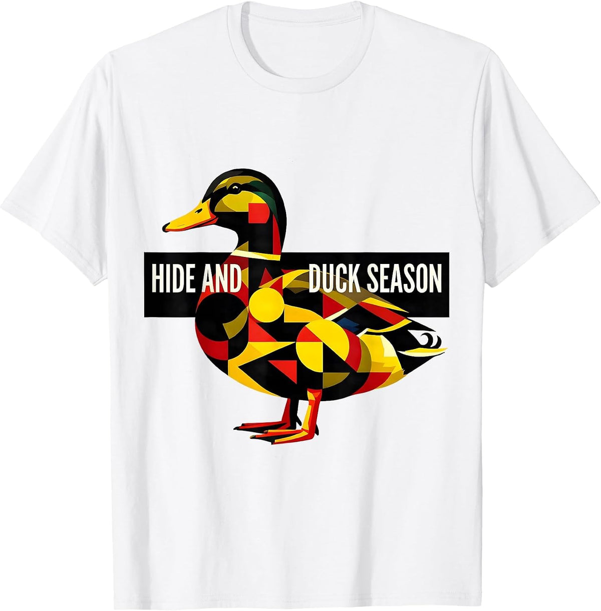 Men's Hide and Duck Season Camo Hunting Design T-Shirt - White