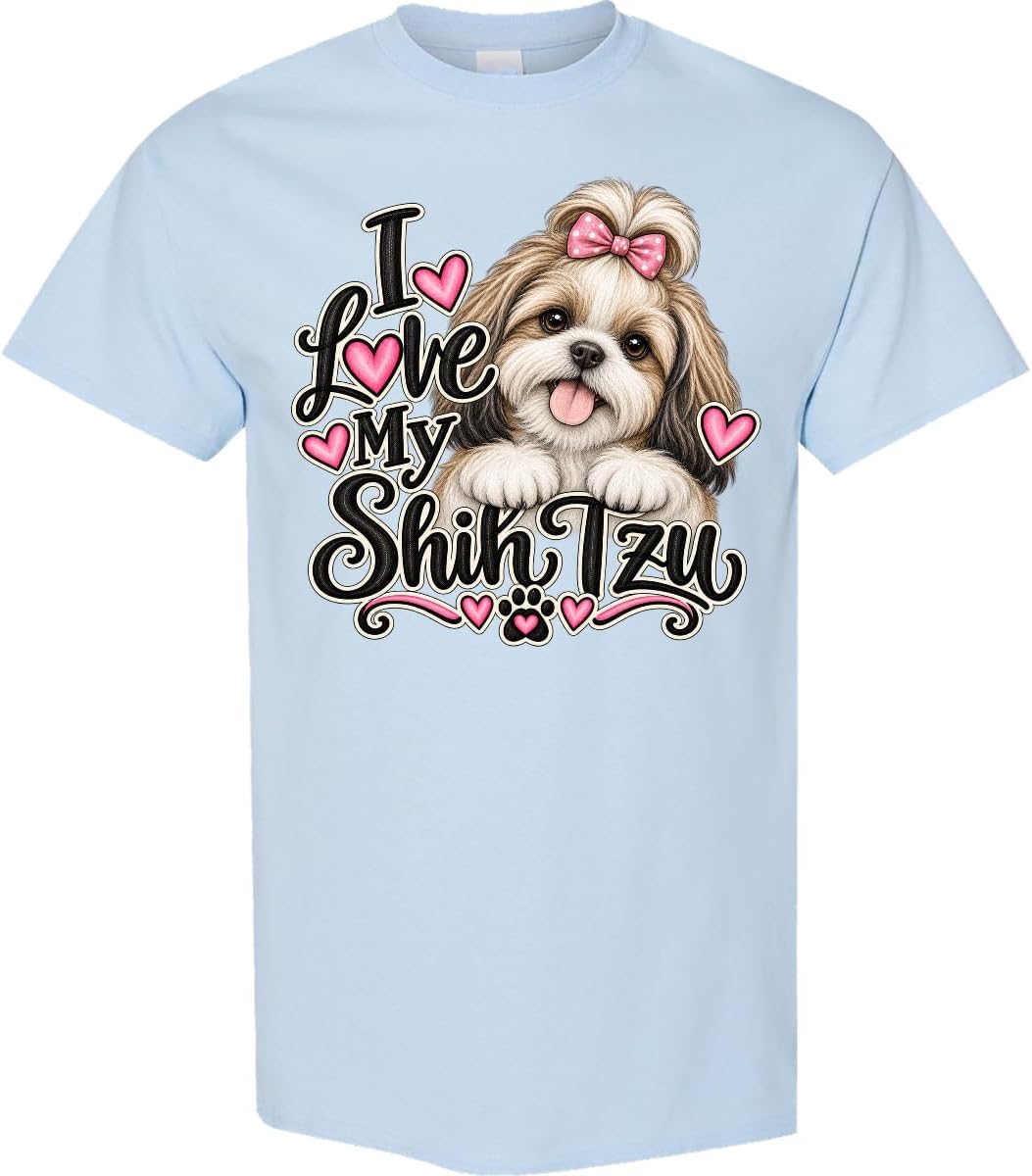 inktastic I Love My Shih Tzu Adult T-Shirt - Light Blue