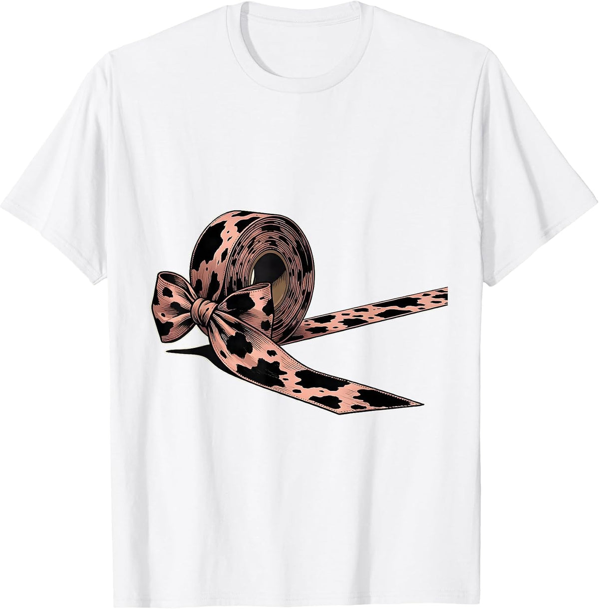 Men's Coquette Bow Cow Print Pattern Cute Cow Lover Gift T-Shirt - White