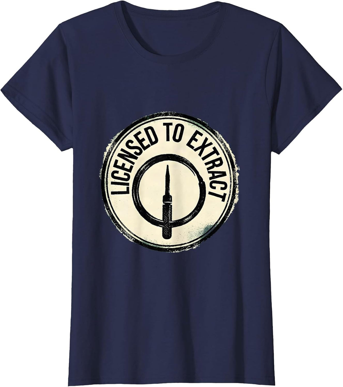 Women's Licensed To Extract Rubber Stamp Esthetician Skincare T-Shirt - Navy Blue