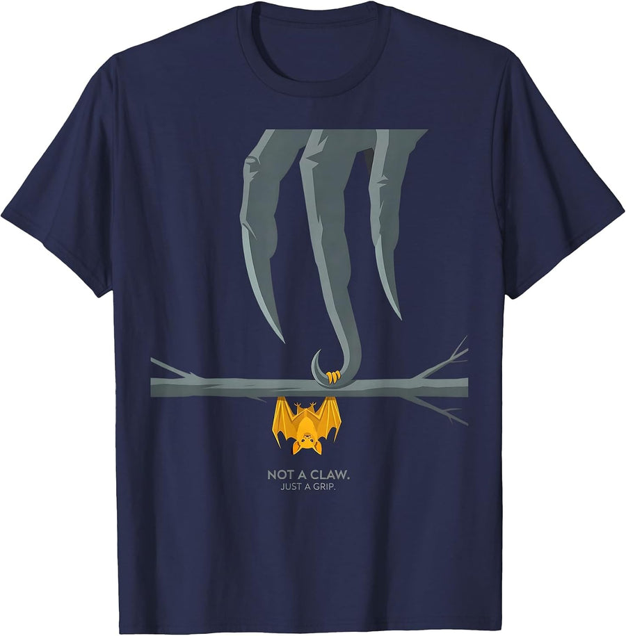 Not A Claw Just A Grip Funny Bat Lover Halloween Nature T-Shirt - Navy Blue