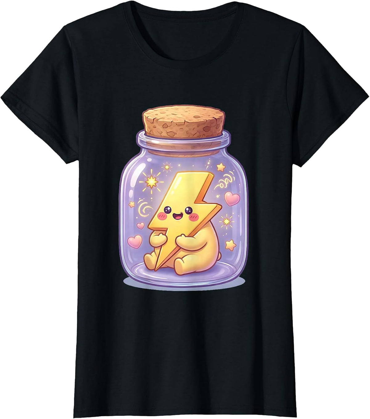 Neurodiversity Lightning Bolt in a Jar Illustration T-Shirt - Black