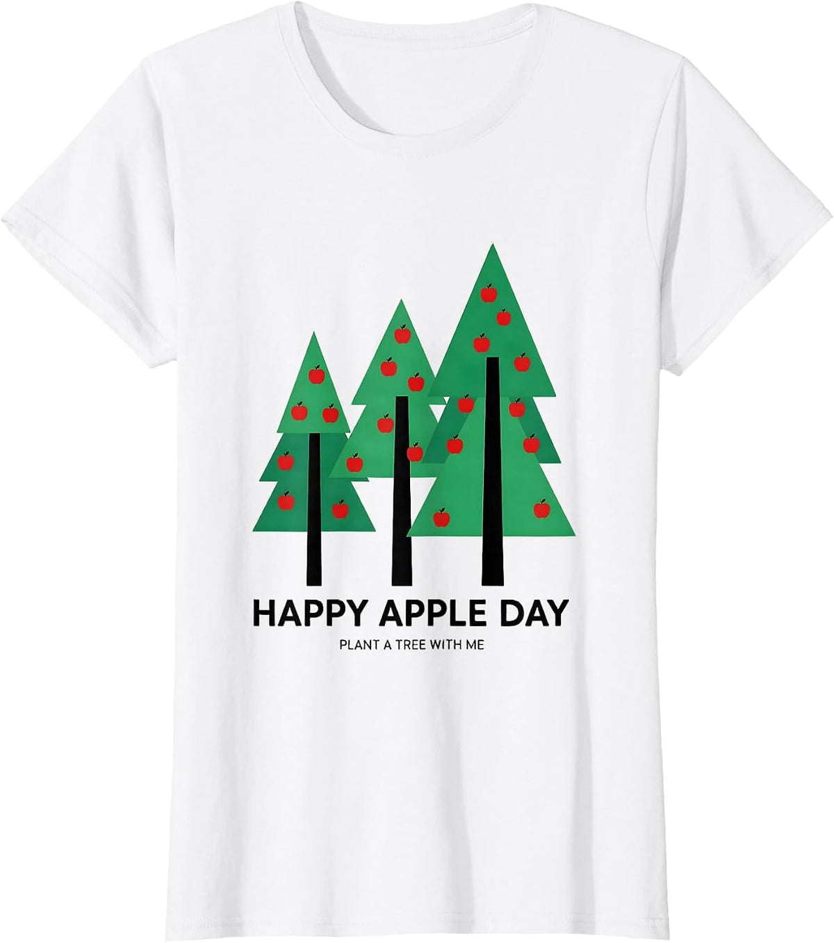 Happy Apple Day Plant A Tree With Me Geometric Johnny T-Shirt - White