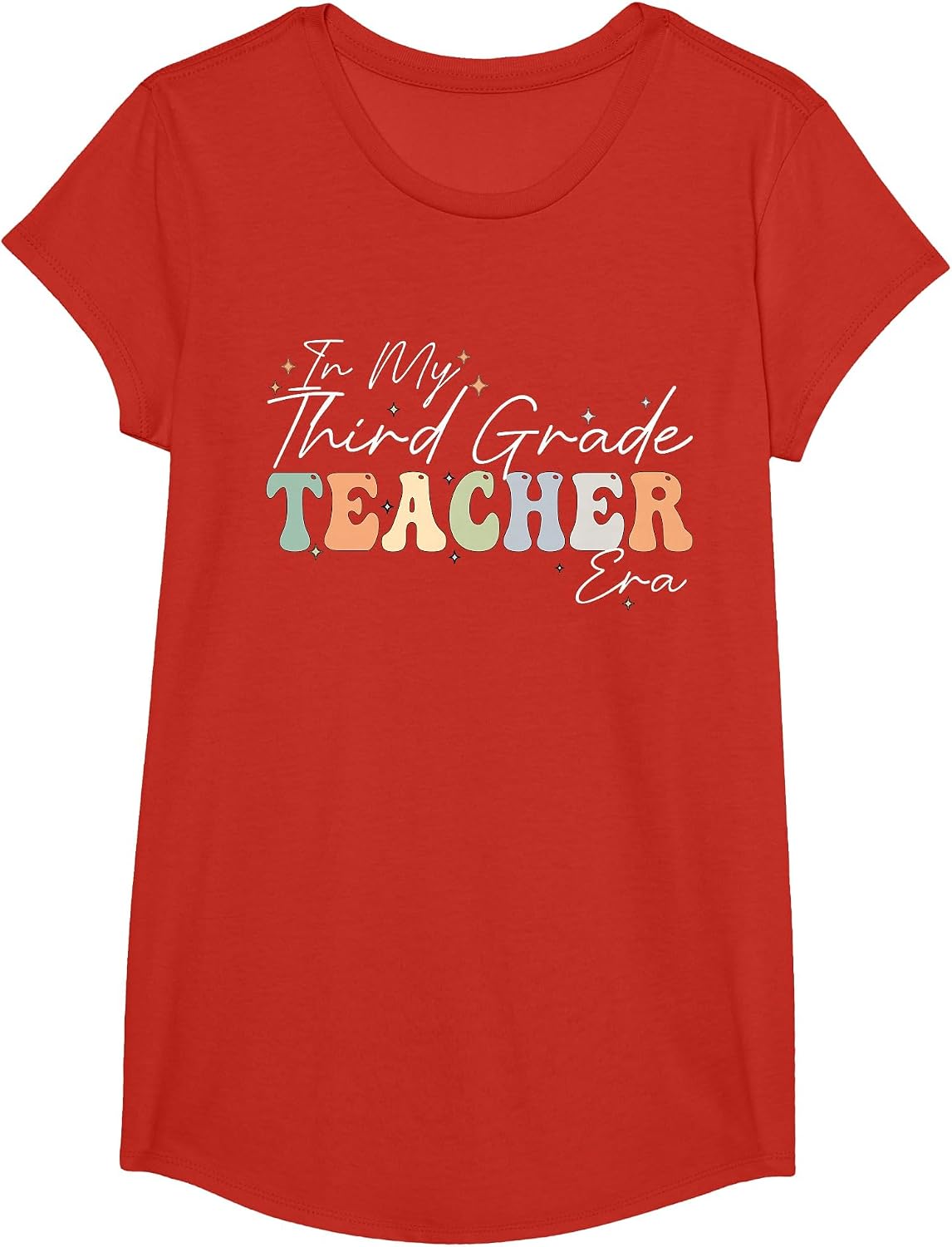 in My Third Grade Era Retro Groovy Back to School Teachers T-Shirt - Girls Red