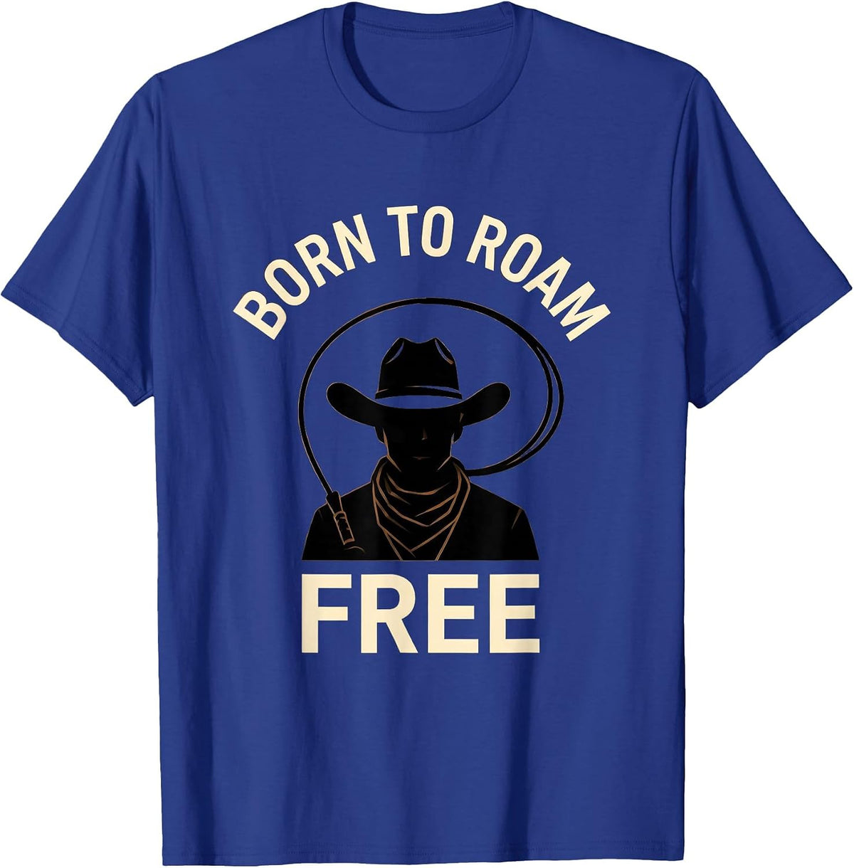 Born to Roam Free Cow Lover Design T-Shirt - Royal Blue