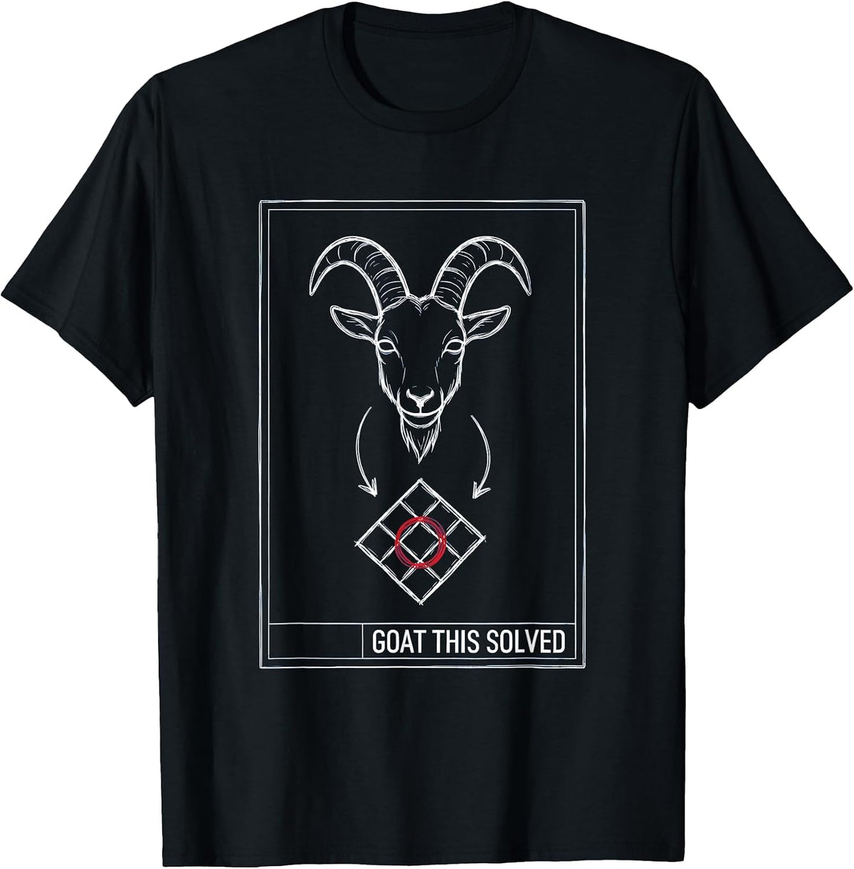 Men's Goat This Solved Technical Blueprint Funny Goat Pun Meme Dad T-Shirt - Black