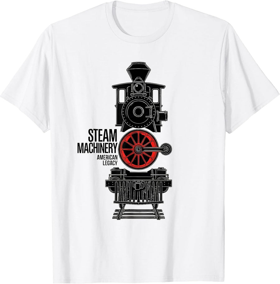 Men's Steam Machinery American Legacy Retro Big Boy 4014 Train T-Shirt - White