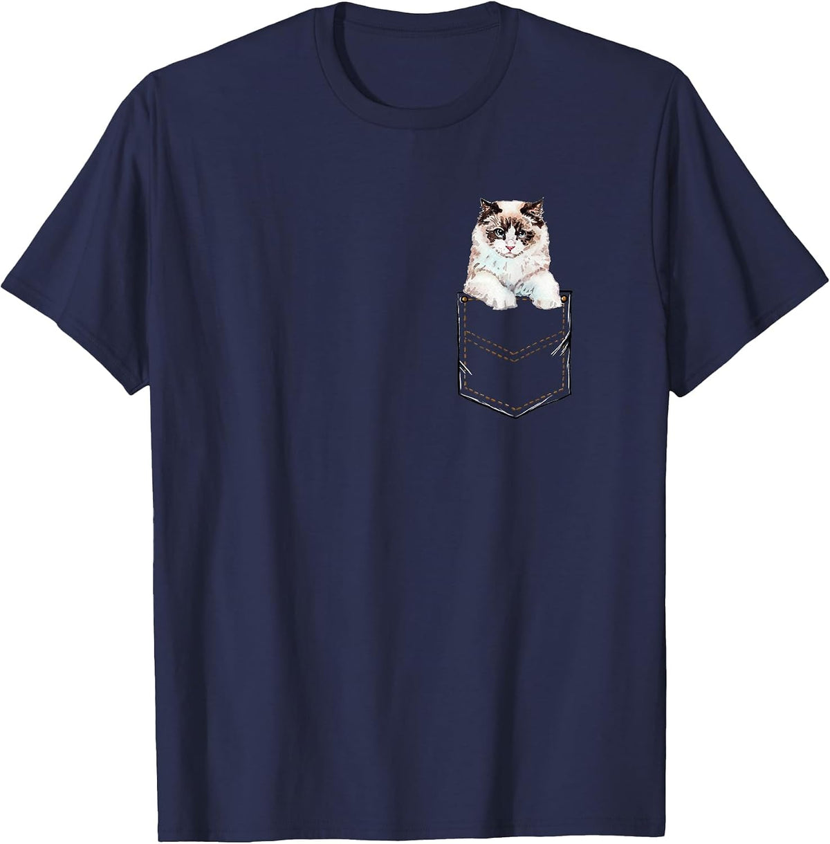 Ragdoll Ragdoll Cat Pocket Kitten Pet Owner T-Shirt - Navy Blue