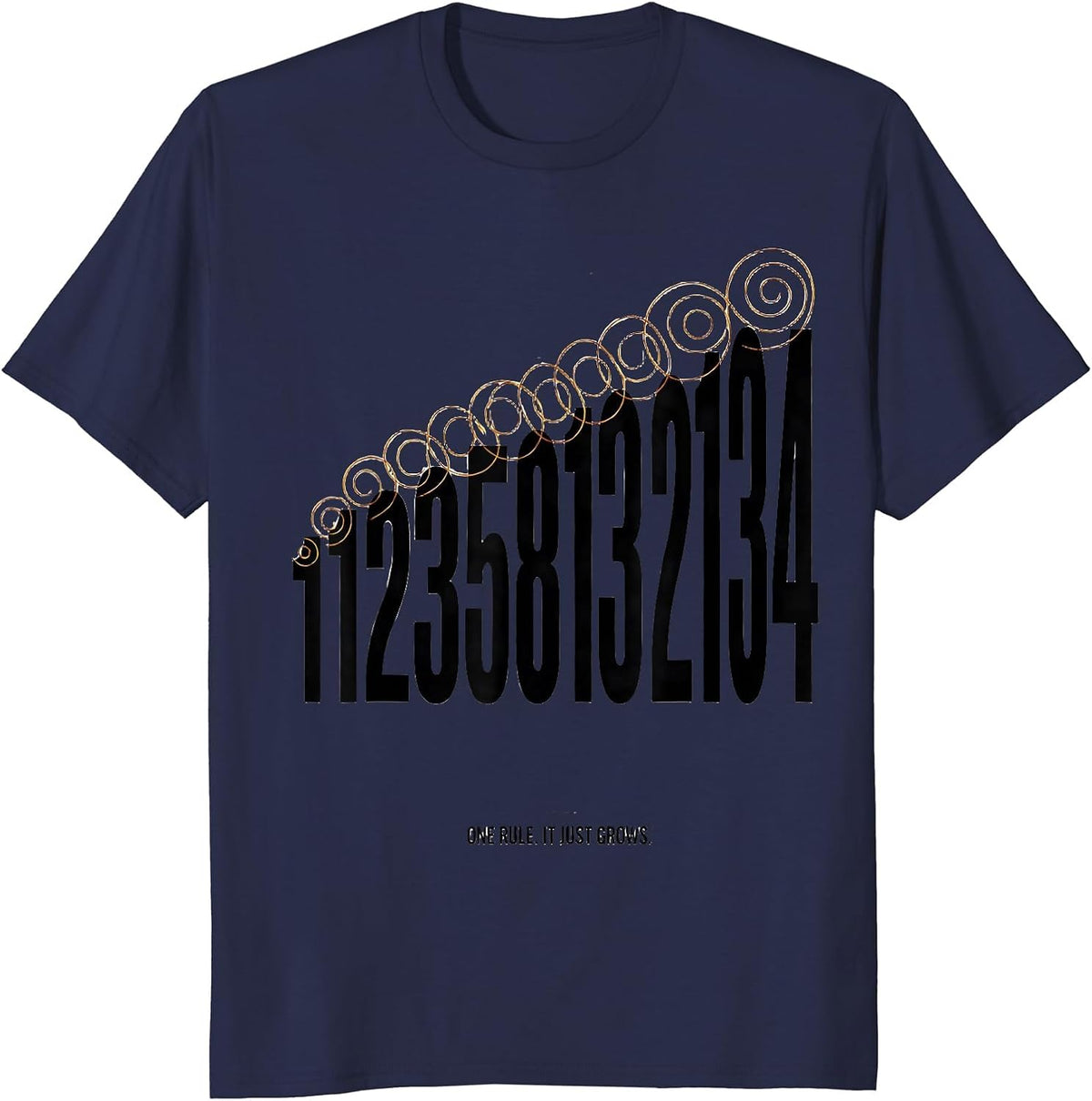 Men's One Rule It Just Grows Math Enthusiast Sacred Geometry T-Shirt - Navy Blue