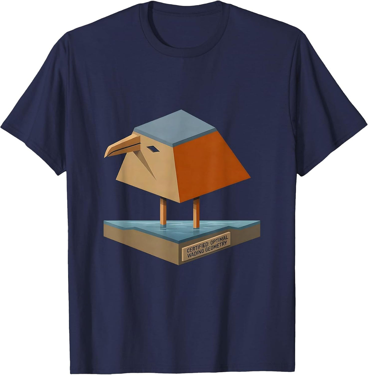 Certified Optimal Wading Geometry Funny Triangull Bird Pun T-Shirt - Navy Blue