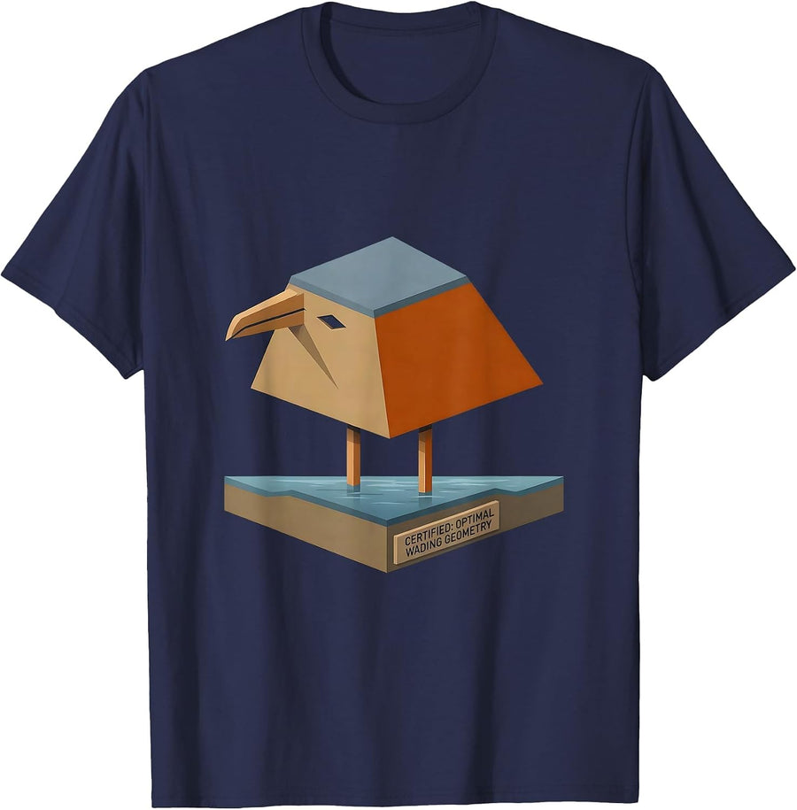 Certified Optimal Wading Geometry Funny Triangull Bird Pun T-Shirt - Navy Blue
