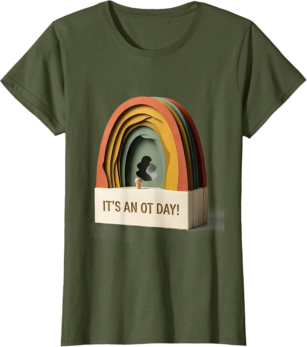 Women's It's An OT Day! Retro Occupational Therapy OT Month T-Shirt - Olive Green