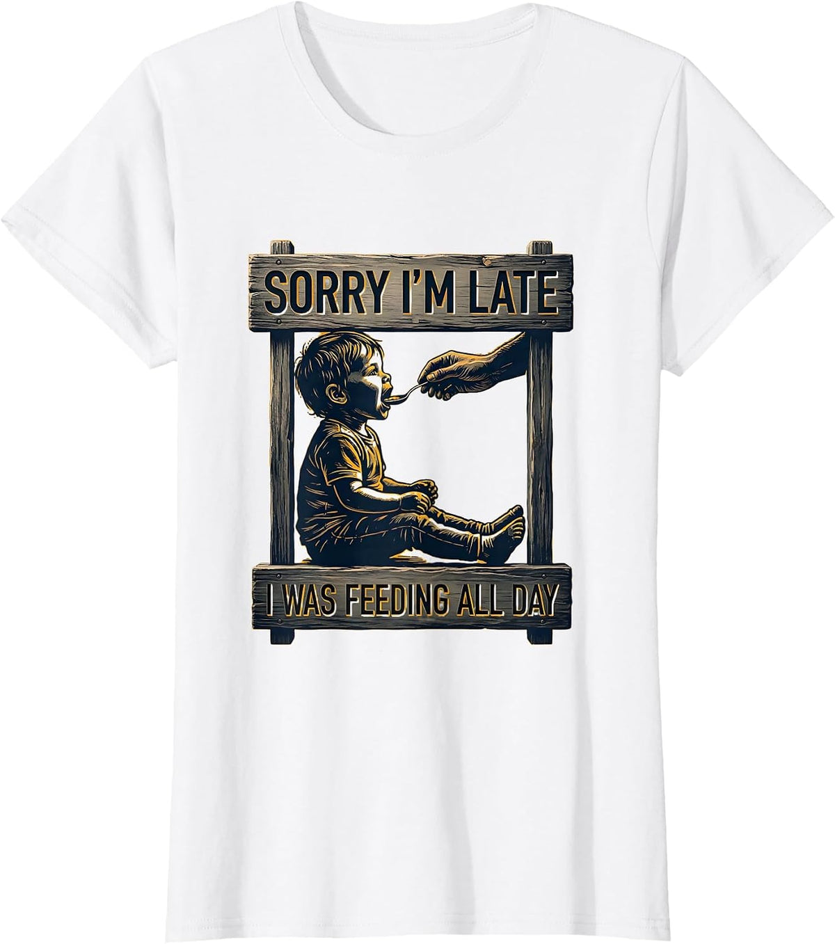 Sorry I'm Late, I Was Feeding All Day Retro Occupational T-Shirt - White