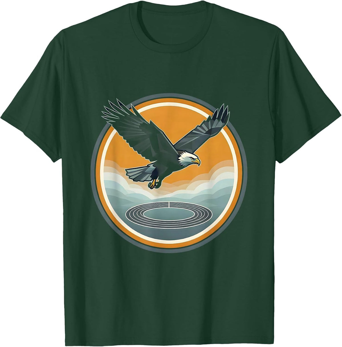 Hawk Diving Over Misty Morning Track T-Shirt - Dark Green