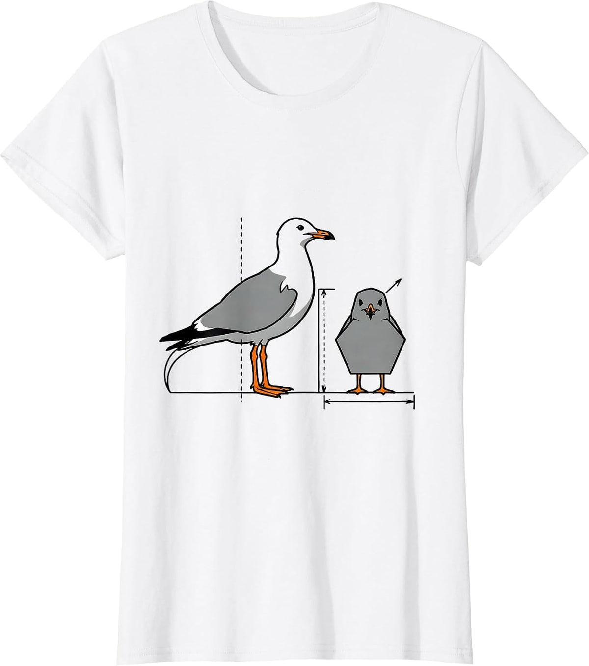Triangull Triangle Seagull Bird Pun Funny Math Teacher T-Shirt - White