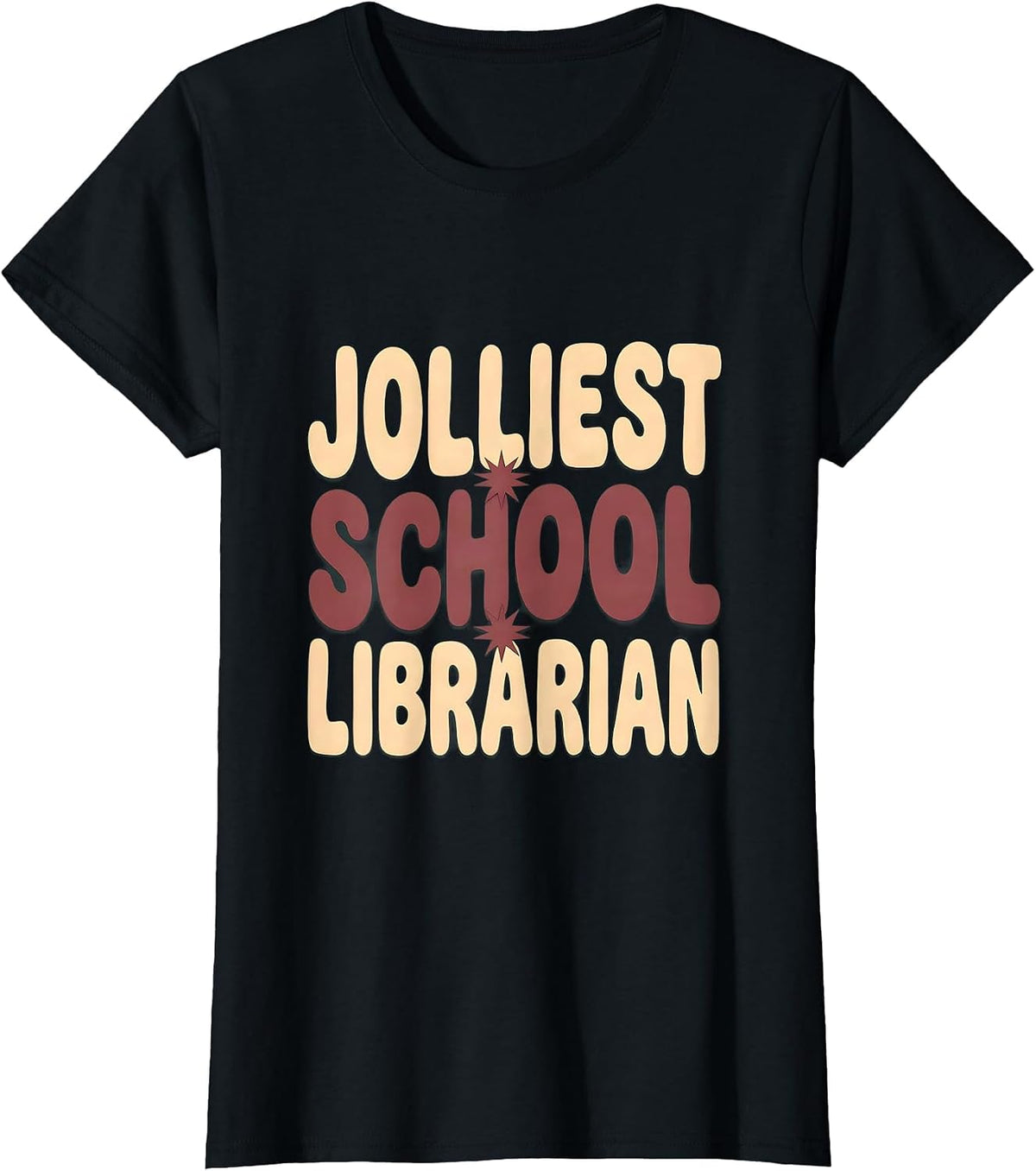 Women's Jolliest School Librarian Funny Teacher Christmas Humor T-Shirt - Black