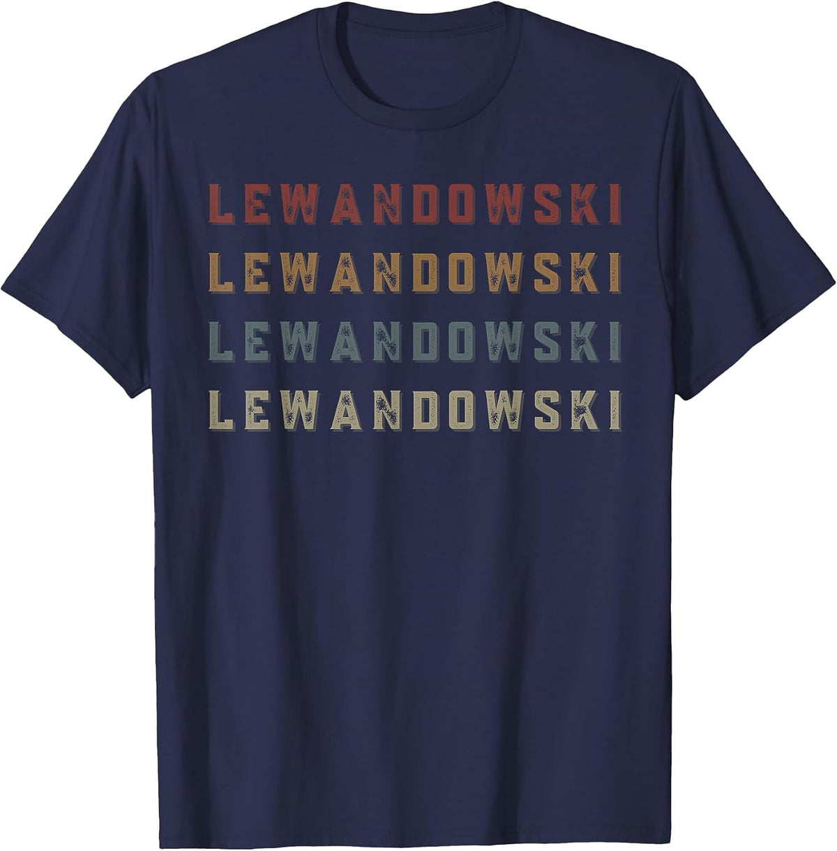 Vintage Lewandowski Name Funny Love Heart Lewandowski Grunge T-Shirt - Navy Blue