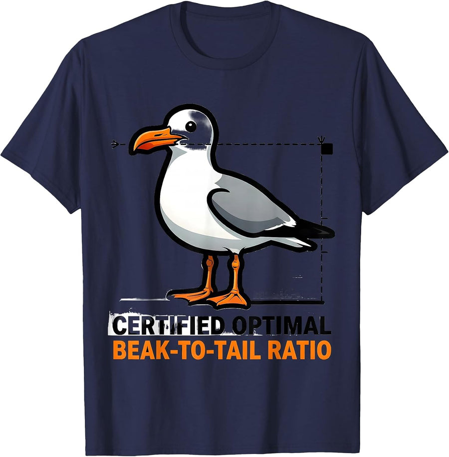 Certified Optimal Beak-To-Tail Ratio Cartoon Math Teacher T-Shirt - Navy Blue